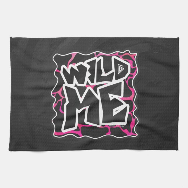 Giraffe Heiß rosa und Schwarz Handtuch (Horizontal)