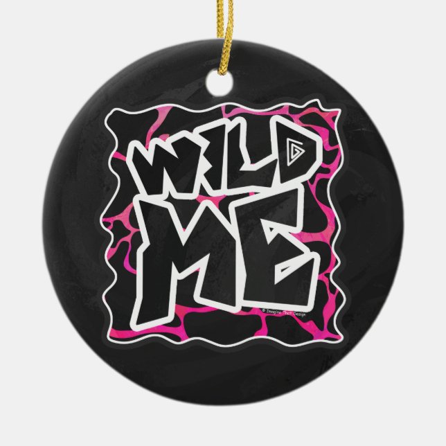 Giraffe Heiß rosa und Schwarz Keramik Ornament (Vorne)