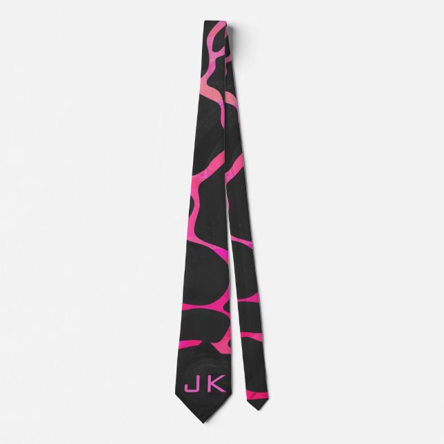 Giraffe Heiß rosa und Schwarz Krawatte (Vorderseite)