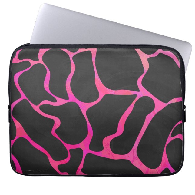 Giraffe Heiß rosa und Schwarz Laptopschutzhülle (Vorderseite)
