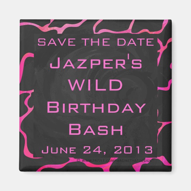 Giraffe Heiß rosa und Schwarz Magnet (Vorne)