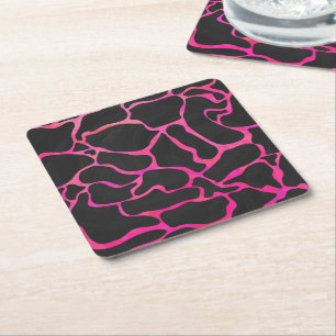 Giraffe Heiß rosa und Schwarz Rechteckiger Pappuntersetzer