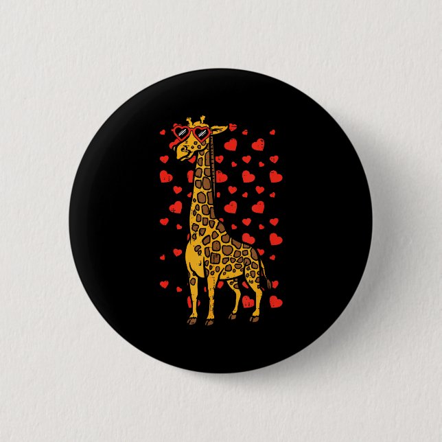 Giraffe Herz Gles Süßer Valentinstag Tierliebe Button (Vorderseite)