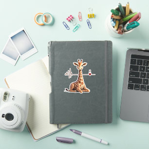 Giraffe-Herzschlag-Geburtstags-Shirt für Frau Mann Aufkleber