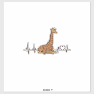 Giraffe Herzschlag Vintage Gravur Shirt Design_1 Aufkleber