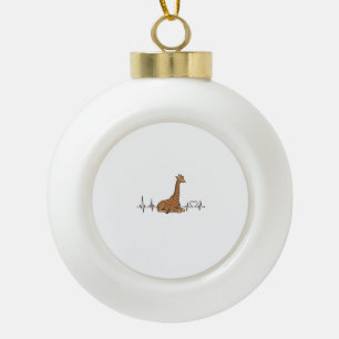 Giraffe-Herzschlag Vintage-Gravur-Shirt-Design_1 Keramik Kugel-Ornament