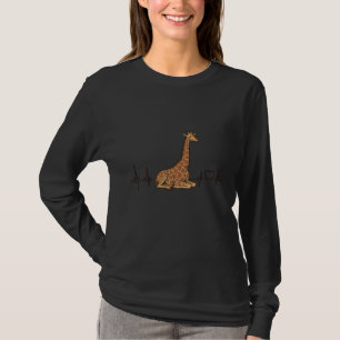 Giraffe-Herzschlag Vintage-Schriftzug-Shirt-Design T-Shirt
