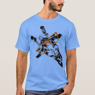 Giraffe Hipster Giraffe Pattern Print Glasses T-Shirt