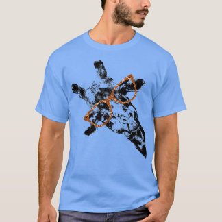 Giraffe Hipster Giraffe Pattern Print Glasses T-Shirt