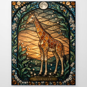 Giraffe Hoch Savanne Illumina Buntglas Postkarte