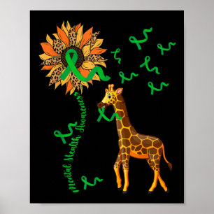 Giraffe Holding Green Ribb Poster
