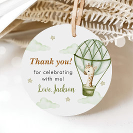 Giraffe Hot Air Ballon Green Boy 1. Geburtstag Geschenkanhänger