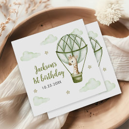 Giraffe Hot Air Ballon Green Boy 1. Geburtstag Serviette