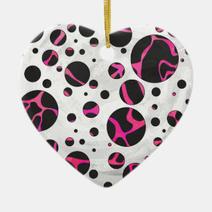 Giraffe Hot Pink and Black Print Keramik Ornament