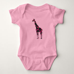 Giraffe Hot Pink und Black Silhouette Baby Strampler