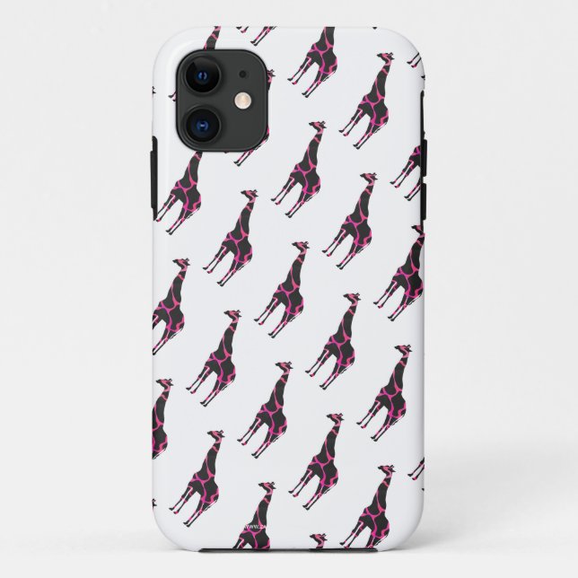 Giraffe Hot Pink und Black Silhouette Case-Mate iPhone Hülle (Rückseite)