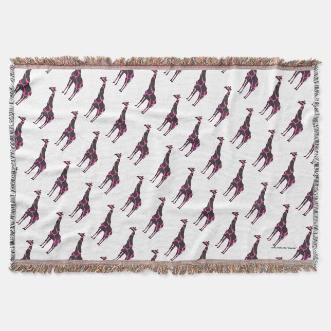 Giraffe Hot Pink und Black Silhouette Decke (Vorderseite)
