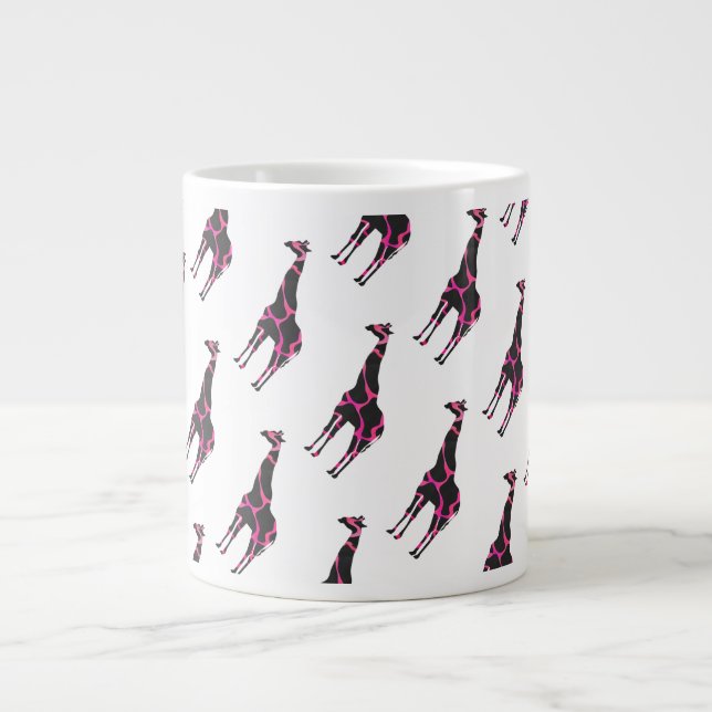 Giraffe Hot Pink und Black Silhouette Jumbo-Tasse (Vorderseite)
