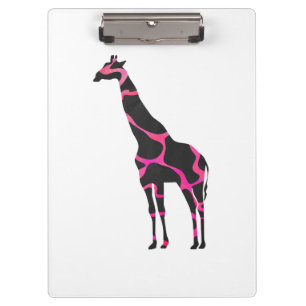 Giraffe Hot Pink und Black Silhouette Klemmbrett