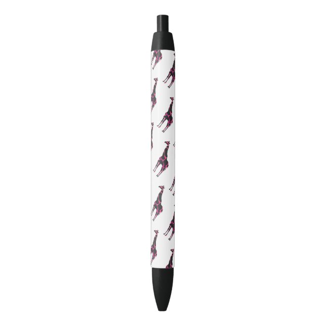 Giraffe Hot Pink und Black Silhouette Kugelschreiber (Vorderseite Vertikal)