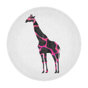 Giraffe Hot Pink und Black Silhouette Schneidebrett
