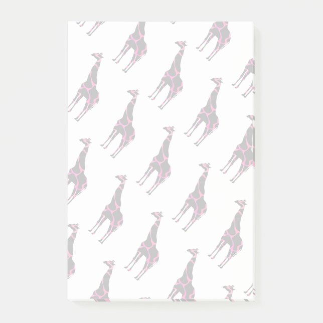 Giraffe Hot Pink und Schwarze Silhouette Post-it Klebezettel (Vorderseite)