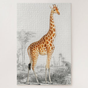 Giraffe Illustration Vintage Kunstdrucke Puzzle