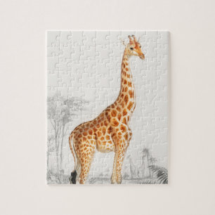 Giraffe Illustration Vintage Kunstdrucke Puzzle
