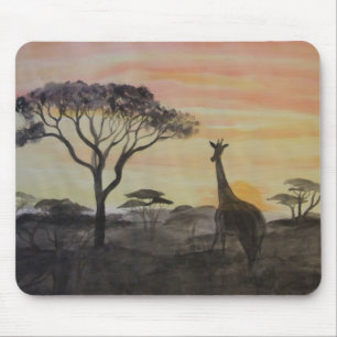 Giraffe im afrikanischen Sonnenuntergang Mousepad