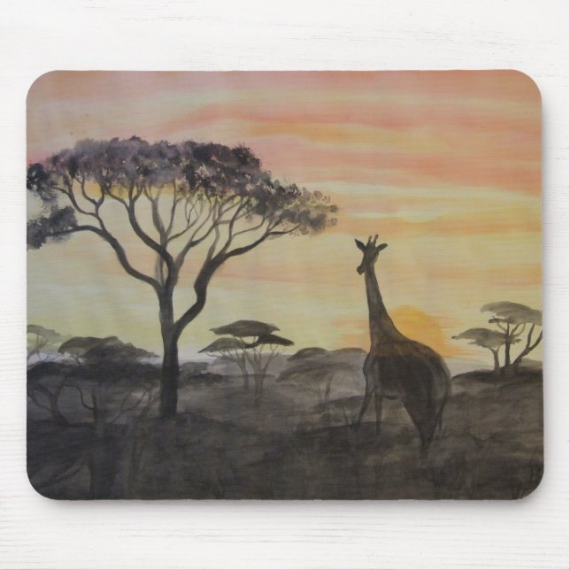 Giraffe im afrikanischen Sonnenuntergang Mousepad (Vorne)