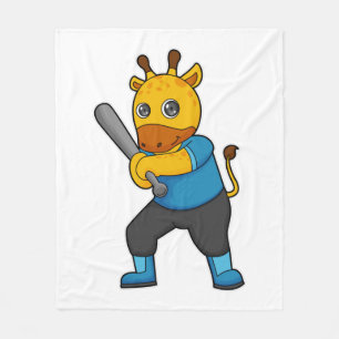 Giraffe im Baseball mit Baseballschläger Fleecedecke