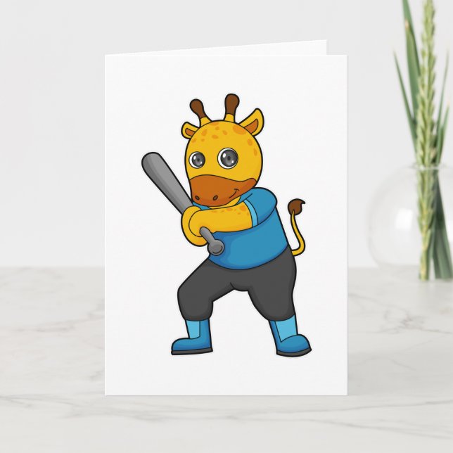 Giraffe im Baseball mit Baseballschläger Karte (Vorderseite)