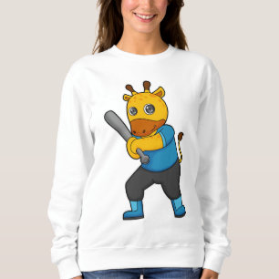Giraffe im Baseball mit Baseballschläger Sweatshirt