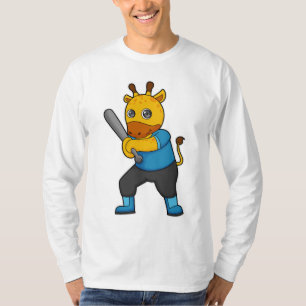 Giraffe im Baseball mit Baseballschläger T-Shirt