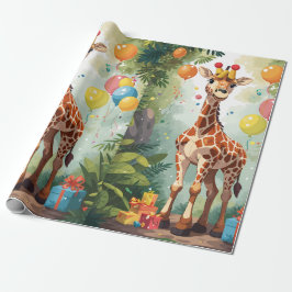 Giraffe im Dschungel lächeln | Schleifpapier Geschenkpapier