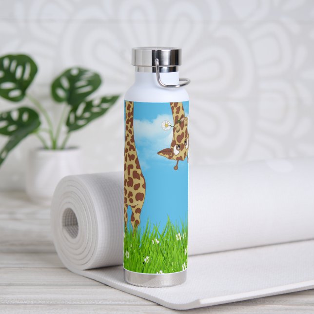 Giraffe im Gras Trinkflasche (Yoga)