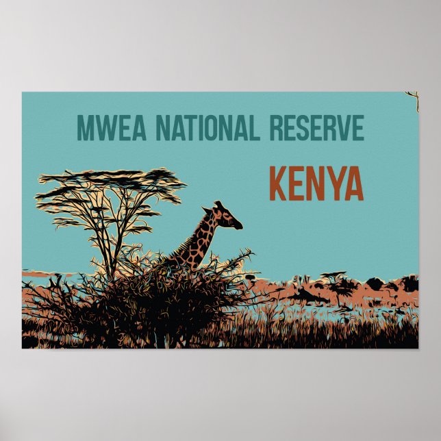 Giraffe im Mwea National Reserve, Kenia Poster (Vorne)