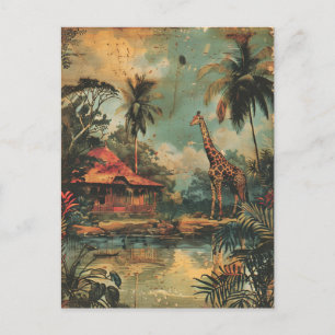 Giraffe im Vintage-Stil Postkarte