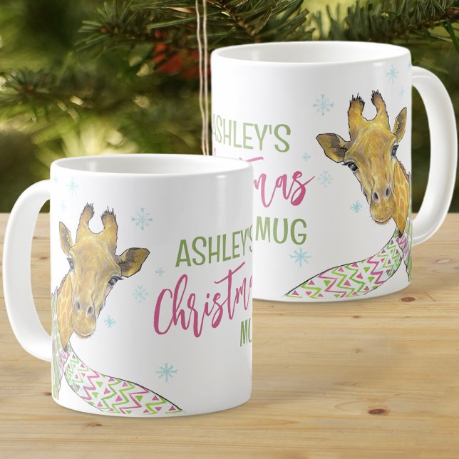 Giraffe im Weihnachtsschal Niedlicher Winter Tierk Kaffeetasse (Von Creator hochgeladen)