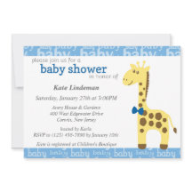 Giraffe in Blue Bow Baby Shower for Boy