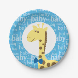 Giraffe in Blue Bow Baby Shower for Boy Pappteller