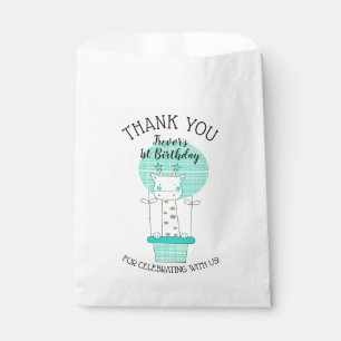 Giraffe in Blue Yellow Hot Air Ballon Danke Geschenktütchen