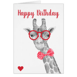 Giraffe in Brillen und Bow Krawatte Geburtstag