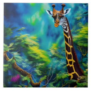 Giraffe in den Bäumen Fliese