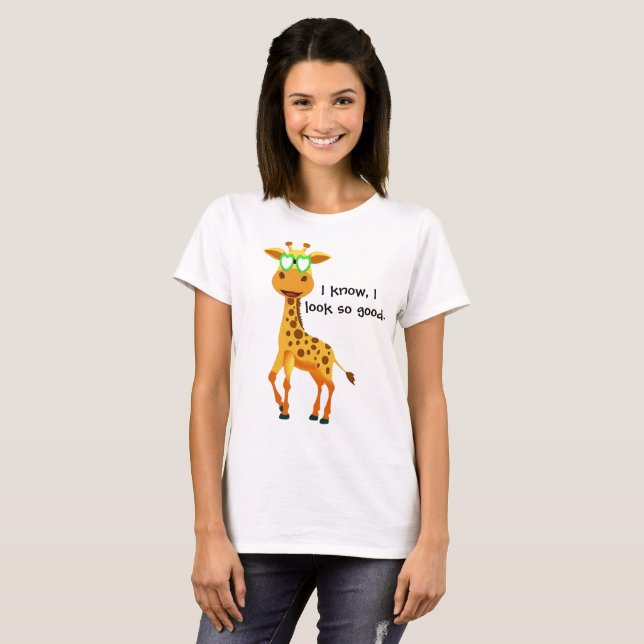 Giraffe in der Art mit Gläsern für sie T-Shirt (Vorne ganz)
