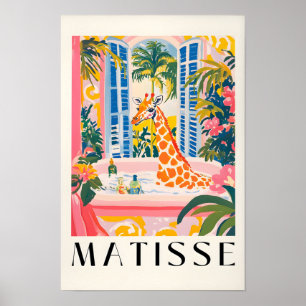 Giraffe in der Badewanne, lustiges Poster im Bad,