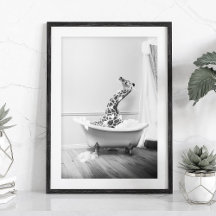 Giraffe in der Badewanne Poster