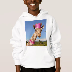 Giraffe in einem funkelnd rosa Hut Hoodie