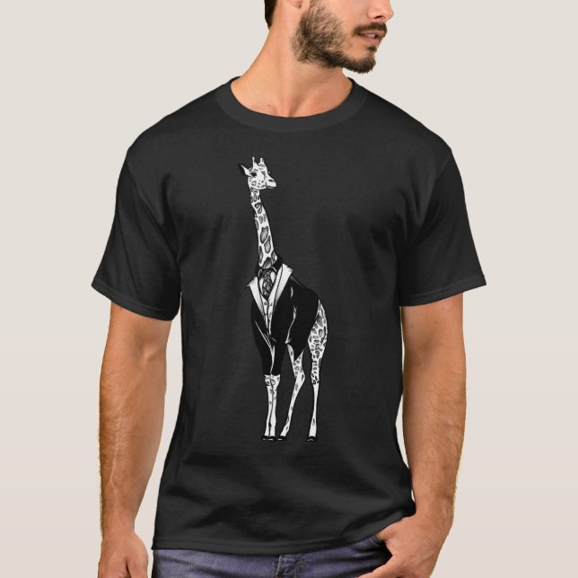 Giraffe in einem klassischen Anzug-T - Shirt (Vorderseite)