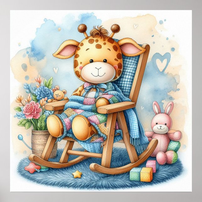 Giraffe in einem Rocking-Chair Poster (Vorne)